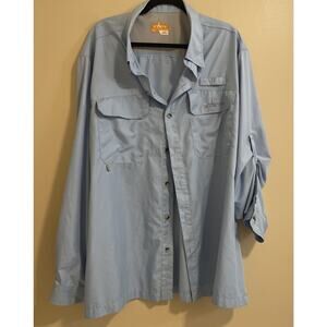 Habit Shirt L Fishing Hunting Long Sleeve Button Vented UPF 30 Blue Sz 2XL